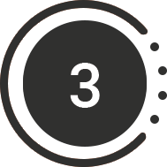 Step 3 in a circular progress indicator on a dark background
